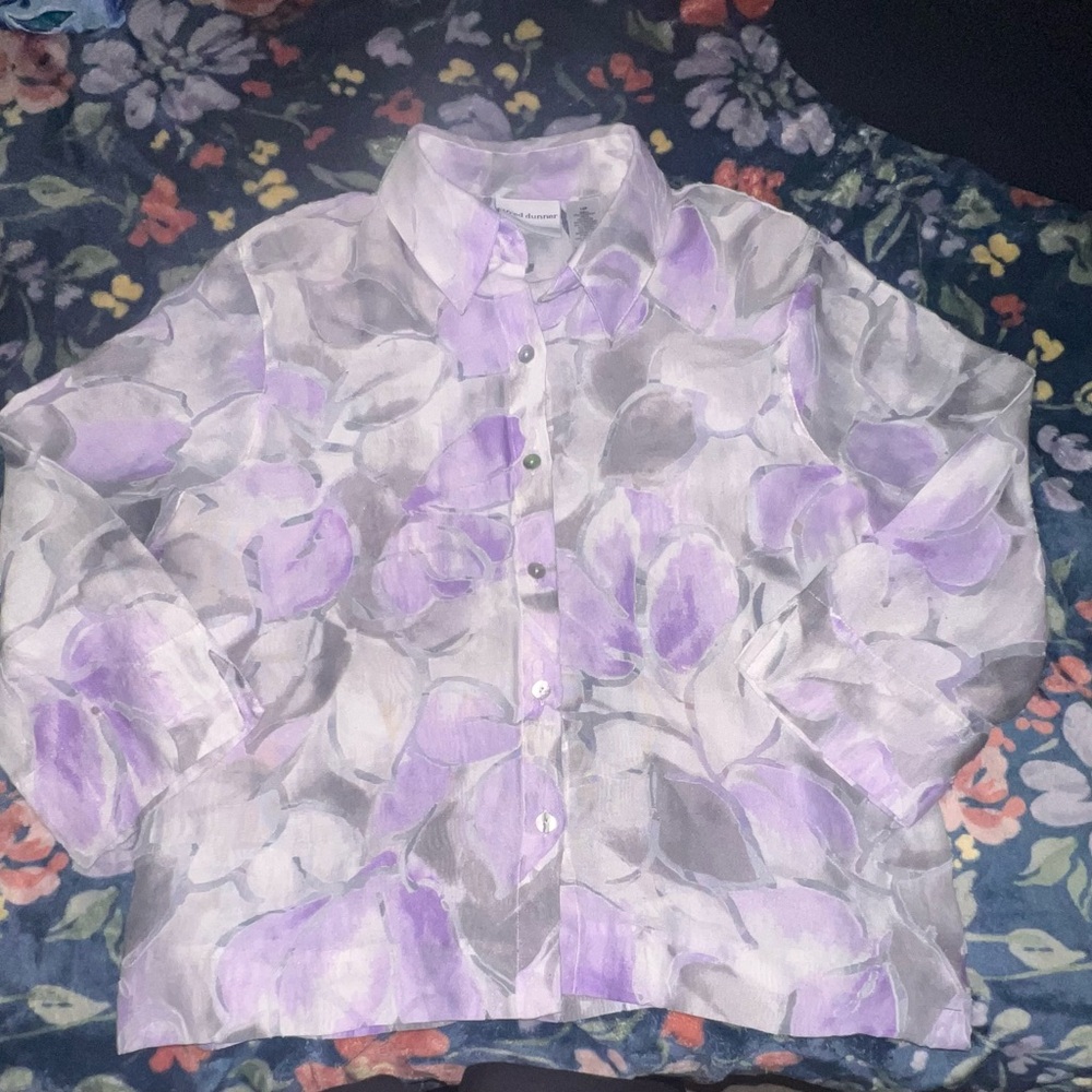 Alfred Dunner Lavender and Charcoal Top